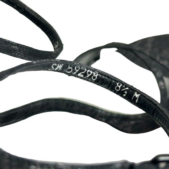 STUART WEITZMAN Heels Womens 8.5M Black Platform Ankle Strap Glitter Tizyou - Picture 8 of 12